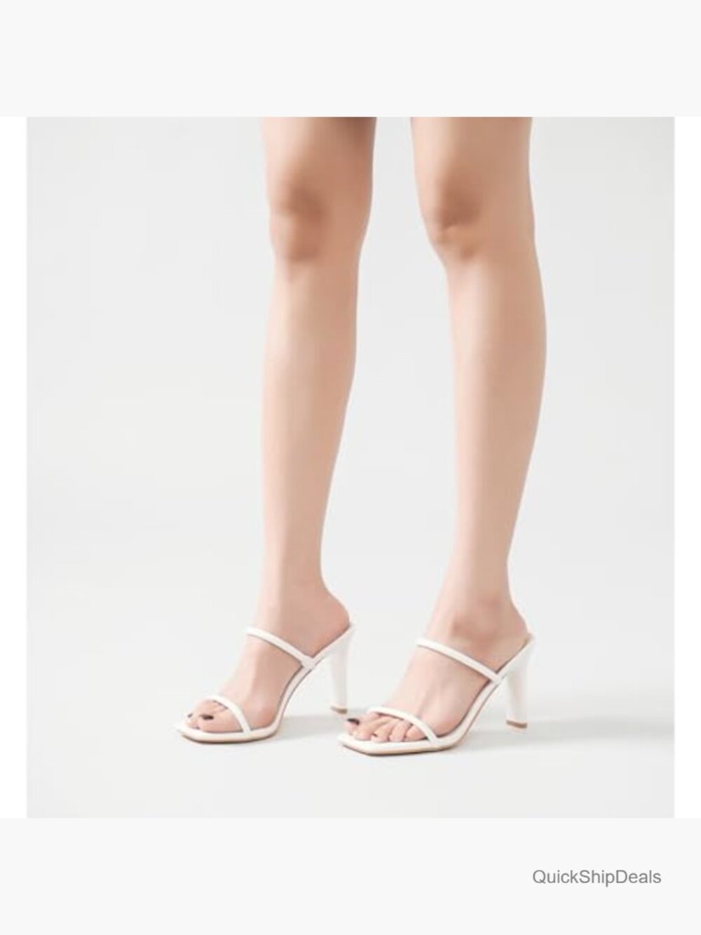 Women's 3.5" Chunky Mid Heel Slip On Slide Sandals - Picture 2 of 7